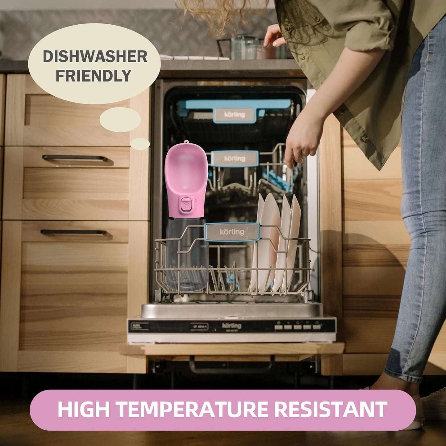 Portable Dog Water Bottle, Leak-Proof Dog Travel Water Bottle with Drinking Bowl, Lightweight Portable Pet Water Bottle Dispenser for Outdoor Walking, Hiking, Beach, Food Grade Plastic 18.5Oz