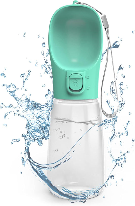 Portable Dog Water Bottle, Leak-Proof Dog Travel Water Bottle with Drinking Bowl, Lightweight Portable Pet Water Bottle Dispenser for Outdoor Walking, Hiking, Beach, Food Grade Plastic 18.5Oz