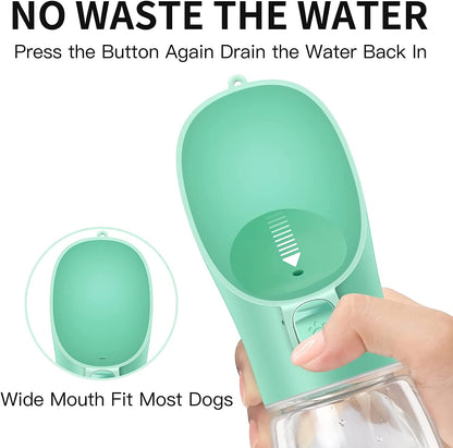 Dog Water Bottle, 19OZ Portable Water Bowl for Dog Leak Proof Dog Water Dispenser for Walking, Hiking & Travel Food Grade Plastic (Green)
