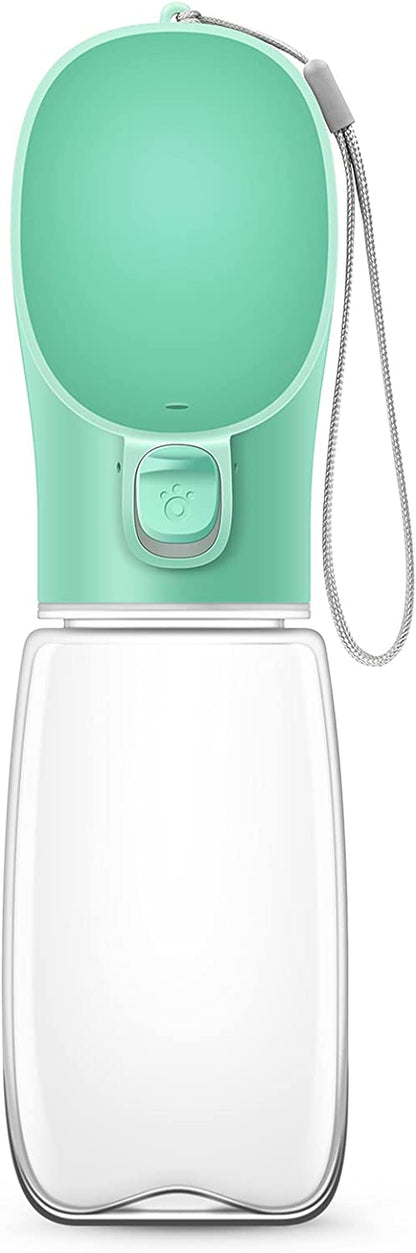 Dog Water Bottle, 19OZ Portable Water Bowl for Dog Leak Proof Dog Water Dispenser for Walking, Hiking & Travel Food Grade Plastic (Green)