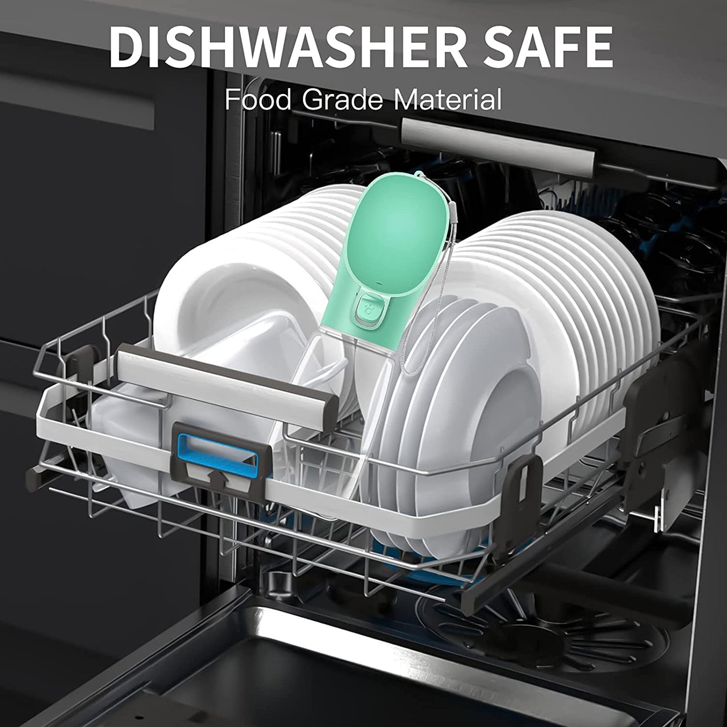 Dog Water Bottle, 19OZ Portable Water Bowl for Dog Leak Proof Dog Water Dispenser for Walking, Hiking & Travel Food Grade Plastic (Green)